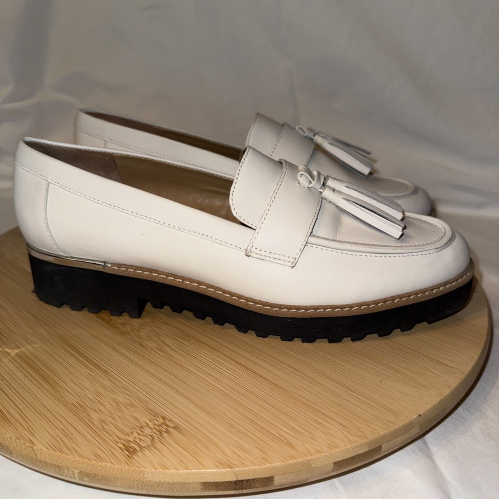 Franco sarto Carolyn White Tassel loafer slip on chunky 7.5 M Business Women - Picture 3 of 8